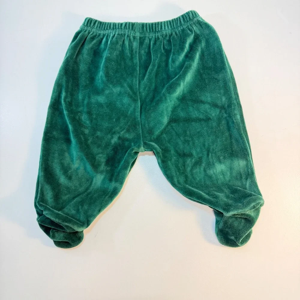 Baby Rageous Pant Set Infant 6 Month Green My 1st Christmas Velour Footed Outfit